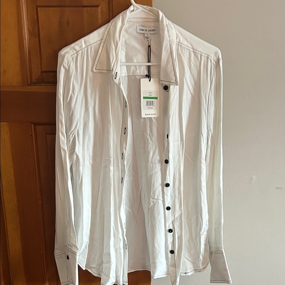 John + Jenn Tops - John + Jenn White Shirt with Black Buttons